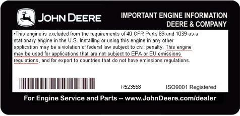 noncertified emissions label